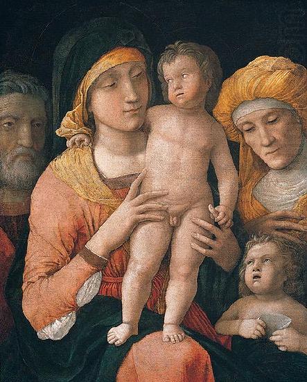 The Madonna and Child with Saints Joseph, Elizabeth, and John the Baptist, distemper, Andrea Mantegna
